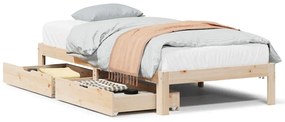 vidaXL tömör fenyőfa ágykeret fiókokkal 100 x 200 cm