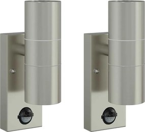 vidaXL Kültéri Fali Lámpa 2 pcs Ezüst 7 x 10 x 22 cm