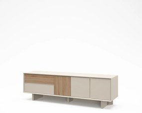 Bézs-natúr színű TV-állvány tölgyfa dekorral 180x55x45 cm Carpi – Marckeric