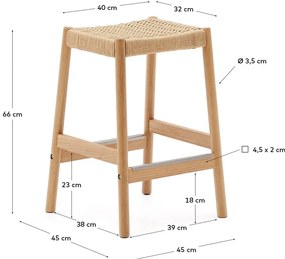 Natúr színű tölgyfa bárszék szett 2 db-os (ülésmagasság 66 cm) Yalia – Kave Home
