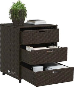 vidaXL barna polyrattan kerti tárolószekrény 55 x 59 x 69 cm