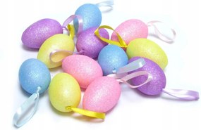 Csillámos húsvéti tojások tubusban (12 db) karácsonyi dekorációs tojások