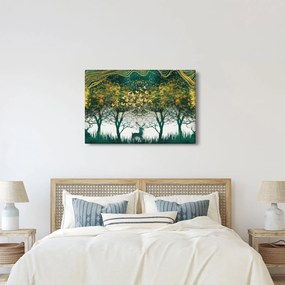 Kép - Szarvas a zöld erdőben (90x60 cm)