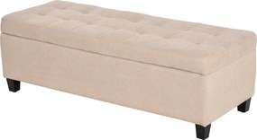 HOMCOM Párna, Kárpitozott Tároló Pad, Ágy Pad Fedéllel, Vászon Hatású, Ládaszerű Pad, Tároló Pad Nappaliba, Hálószobába, Bézs, 125 x 49 x 41,5 cm | Ao