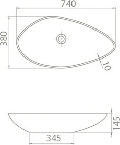 CeraStyle OLIVE - PULTRA ültethető - Top Counter - porcelán mosdó - MATT BÉZS - 75 x 38 cm