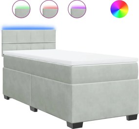 vidaXL világosszürke bársony rugós ágy matraccal 100 x 200 cm