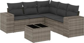 vidaXL 6 részes szürke polyrattan kerti ülőgarnitúra párnákkal