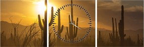 Kép - Saguaro kaktuszok (órával) (90x30 cm)