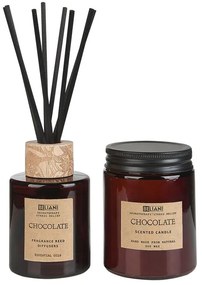 Csokoládé illatgyertya és illatpálcák szettben DARK ELEGANCE Beliani