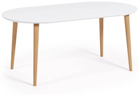 Fehér kerek bővíthető étkezőasztal fehér asztallappal ø 90 cm Oqui – Kave Home