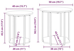 2 db-os Fekete Tölgy, Műanya és Fém Asztal