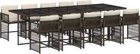 vidaXL 11 részes barna polyrattan kerti ülőgarnitúra párnákkal