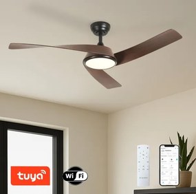 ZEVENTI - LED mennyezeti ventilátor AERYS LED/24W/230V Wi-Fi Tuya fekete/dió + távirányító