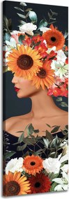 Vászonkép Nő Virágok Művészet Természet 40x120 cm Ideális ajándék