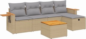 vidaXL 6 részes vegyes bézs polyrattan kerti ülőgarnitúra párnákkal