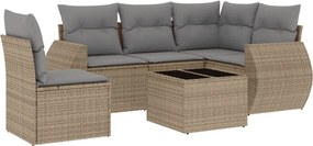 vidaXL 6 részes bézs polyrattan kerti ülőgarnitúra párnával