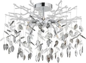 Globo 64133-8D Mennyezeti lámpa, krómozott fém, átlátszó műanyag, füstszínű, átlátszó üvegkristályok, ø: 610mm, M: 460mm, 8x G9 8W 230V izzók nélkül