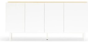 Fehér-natúr színű alacsony komód tölgyfa dekorral 165x78 cm Arista – Teulat