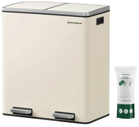 SONGMICS  dupla szemetes, 2x30l, krémszínű