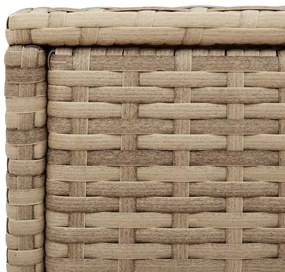 bézs polyrattan kerti kisasztal üveg asztallappal 58x27,5x55 cm