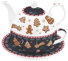 Karácsonyi porcelán egyszemélyes teáskanna készlet Gingerbread