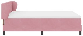 Boxspring Ágy Matrac Nélkül - Rózsaszín, 140x190 cm, Bársony