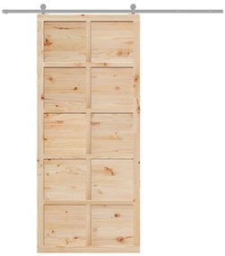 Istállóajtó Barna 100 x 210 cm Tömör fenyőfa