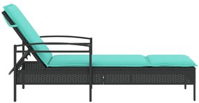 Napozóágy Párnával Fekete 63x200x81 cm Poli Rattan
