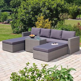 Szürke műrattan négyszemélyes kerti lounge szett Drammen - Bonami Selection