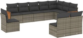 vidaXL 10 részes szürke polyrattan kerti ülőgarnitúra párnákkal