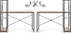 Polcos íróasztal / számítógépasztal 120×64 cm, masszív fém vázzal, fekete–aranytölgy – Intenso Home