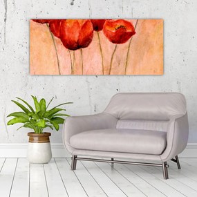 Kép - piros tulipán (120x50 cm)