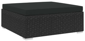 1 db fekete polyrattan moduláris lábtartó párnával