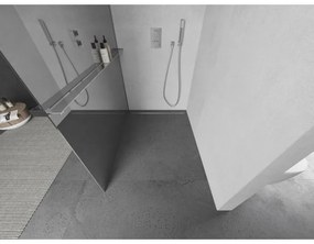 Mexen Kioto +, zuhanyparaván polccal és törülközőtartóval 80 x 200 cm, 8 mm-es üvegmintás tükör, króm profil, 800-080-121-01-50