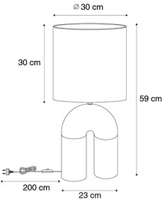 Design asztali lámpa zöld fehér vászonbúrával - Lotti