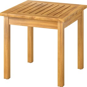 Outsunny négyzet alakú kisasztal 48 x 48 x 46 cm, időjárásálló akácfa lamellás asztallappal és állítható lábakkal, teherbírás 30 kg | Aosom