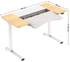 HALDEN íróasztal elektromos magasságállítással, 120x60 cm fehér-burlywood