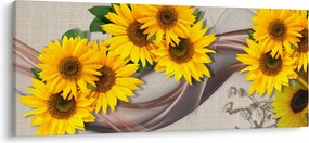 Kép - Ragyogó napraforgó virágok (120x50 cm)