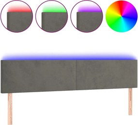 vidaXL sötétszürke bársony LED-es fejtámla 160x5x78/88 cm