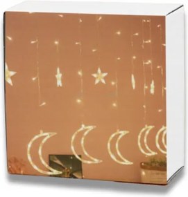 Karácsonyi fényfüggöny Led karácsonyfa 3,5m/0,8m holdak csillagok