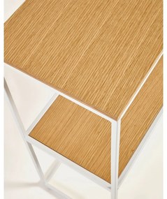 Fehér-natúr színű konzolasztal tölgyfa dekorral 30x120 cm Yoana – Kave Home
