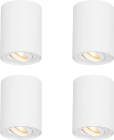 4 darabos modern fehér, forgatható és dönthető mennyezeti spotlámpa szett - Rondoo Up