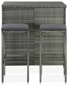 3 részes szürke polyrattan bárszett