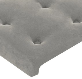 világosszürke bársony LED-es fejtámla 183x16x118/128 cm