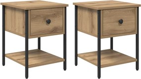 vidaXL Éjjeli asztal 2 pcs Artisan tölgy 34 x 35,5 x 45 cm Faanyag