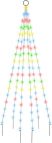 vidaXL karácsonyfa zászlórúdon 108 színes LED-del 180 cm