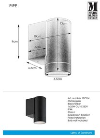 Fali kültéri lámpa (magasság 13 cm) Pipe – Markslöjd