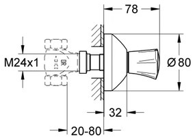 GROHE 19809001 - COSTA L falba süllyesztett szelep felső része, fényes króm