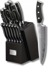 Konyhai késkészlet 14 db-os, japán stílusú, elegáns fekete blokkban