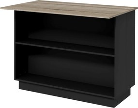 HOMCOM Konyhai Sziget Konyhai Kocsi 2 Nyitott Polccal, 2 Ajtóval és Állítható Polcokkal Modern Stílusban, 100 kg Teherbírás, 105x60x82 cm, Fekete és T